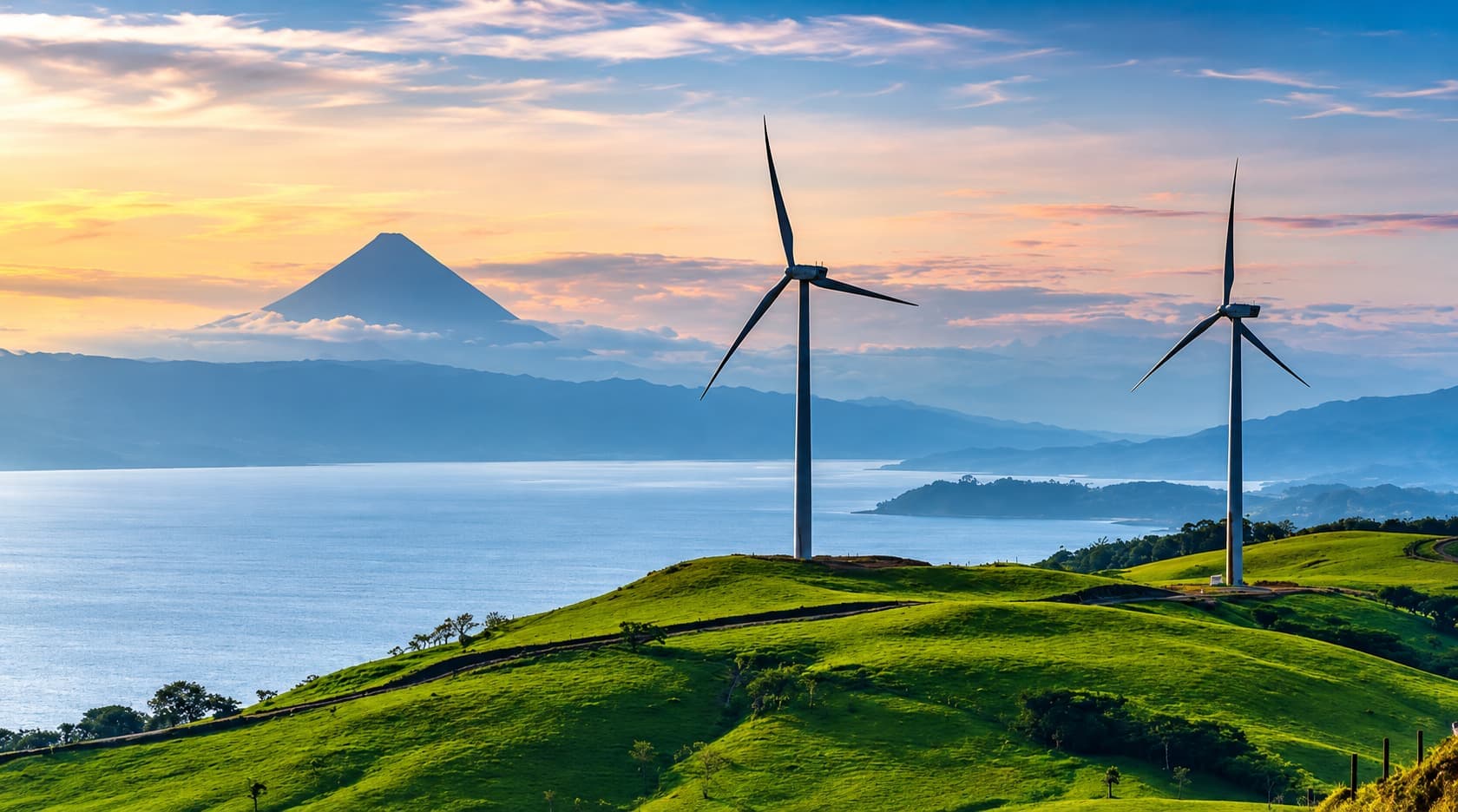 The wind turbines above Lake Arenal, on the Tilarán route between La Fortuna and Tamarindo.