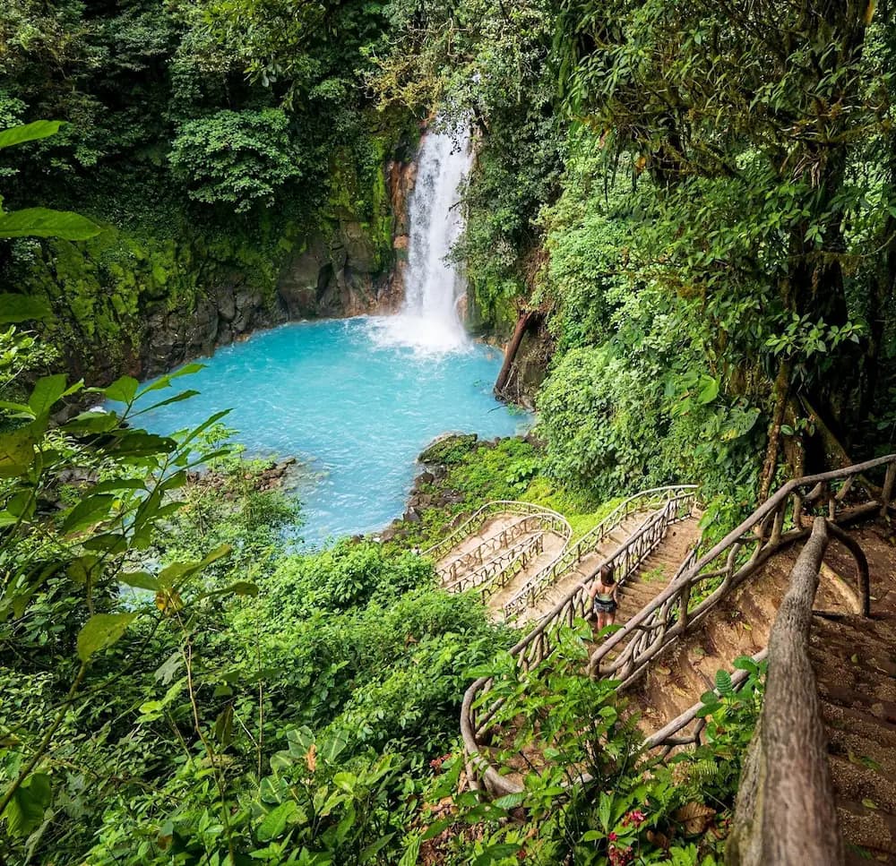 The turquoise water of Río Celeste, an easy day trip from La Fortuna.